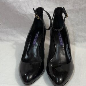 Ralph Lauren Black Patent Leather Heels Sz EUR 37,5 USA 8